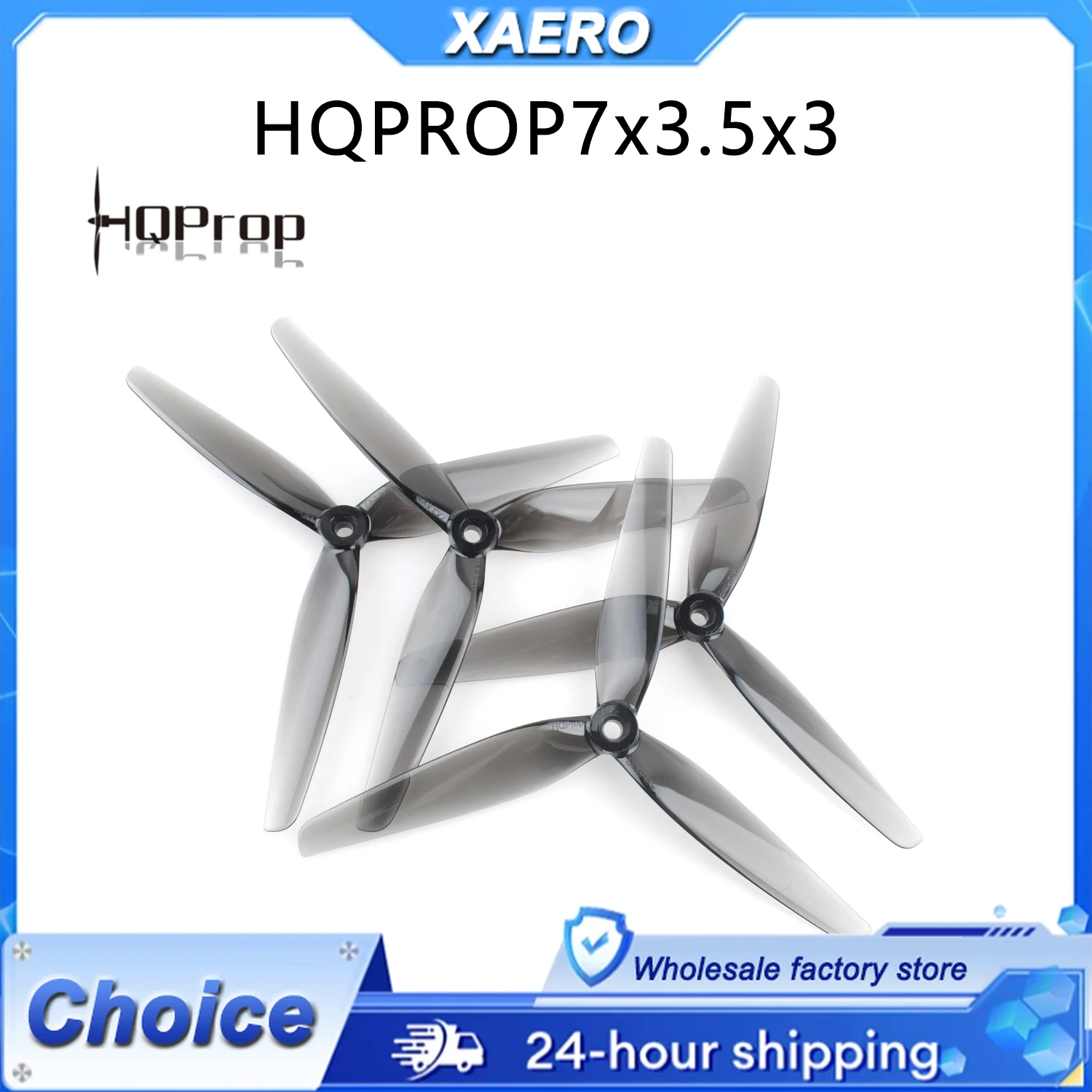 HQProp 7x3.5x3 Propeller Transparent Gray - 7 Inch 3-Blade for X8 Long Range FPV Drone, Durable & High Efficiency