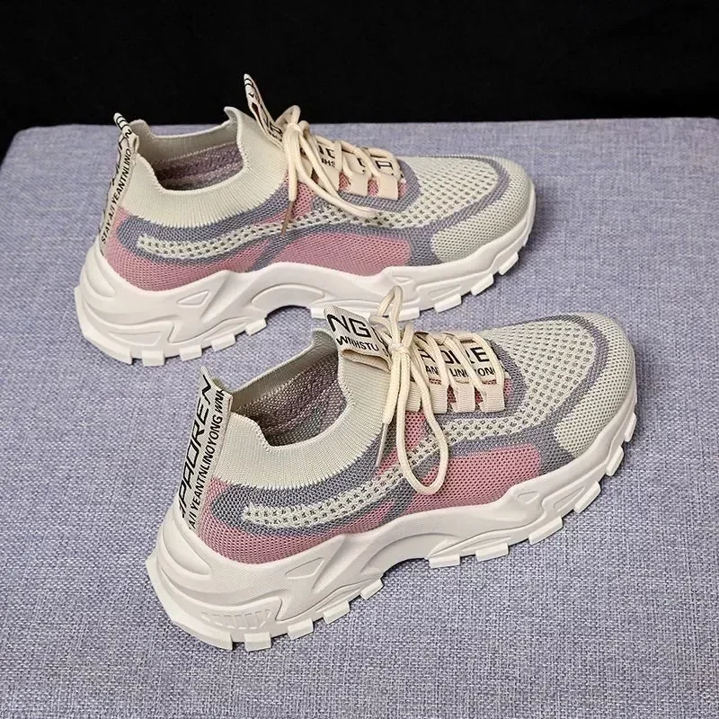 2025 Neue Damen Chunky Sneakers Atmungsaktive Damen-Sneakers Plateau-Flachschuhe Grüne Casual Trainer Stylische Bequeme Schuhe – Detail 2