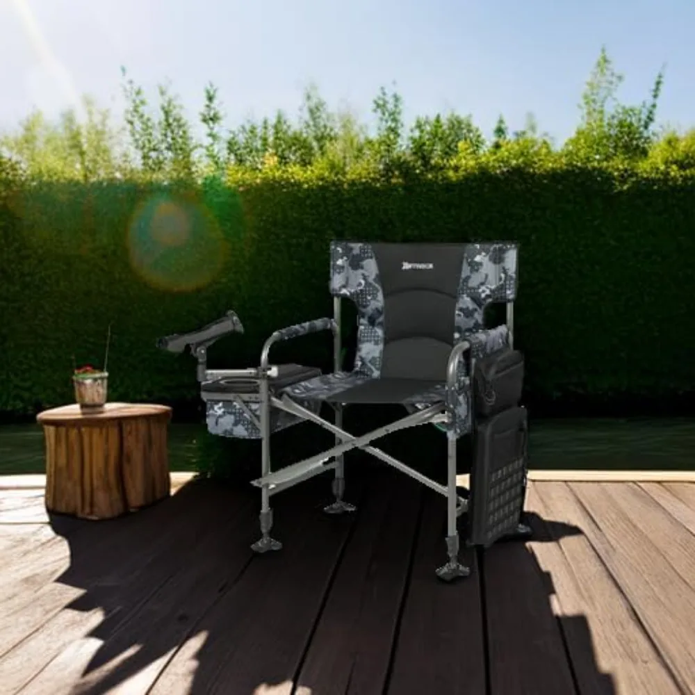 كرسي صيد الجليد المحمول القابل للتعديل مع حامل قضيب ومبرد للمغامرات الخارجية #5