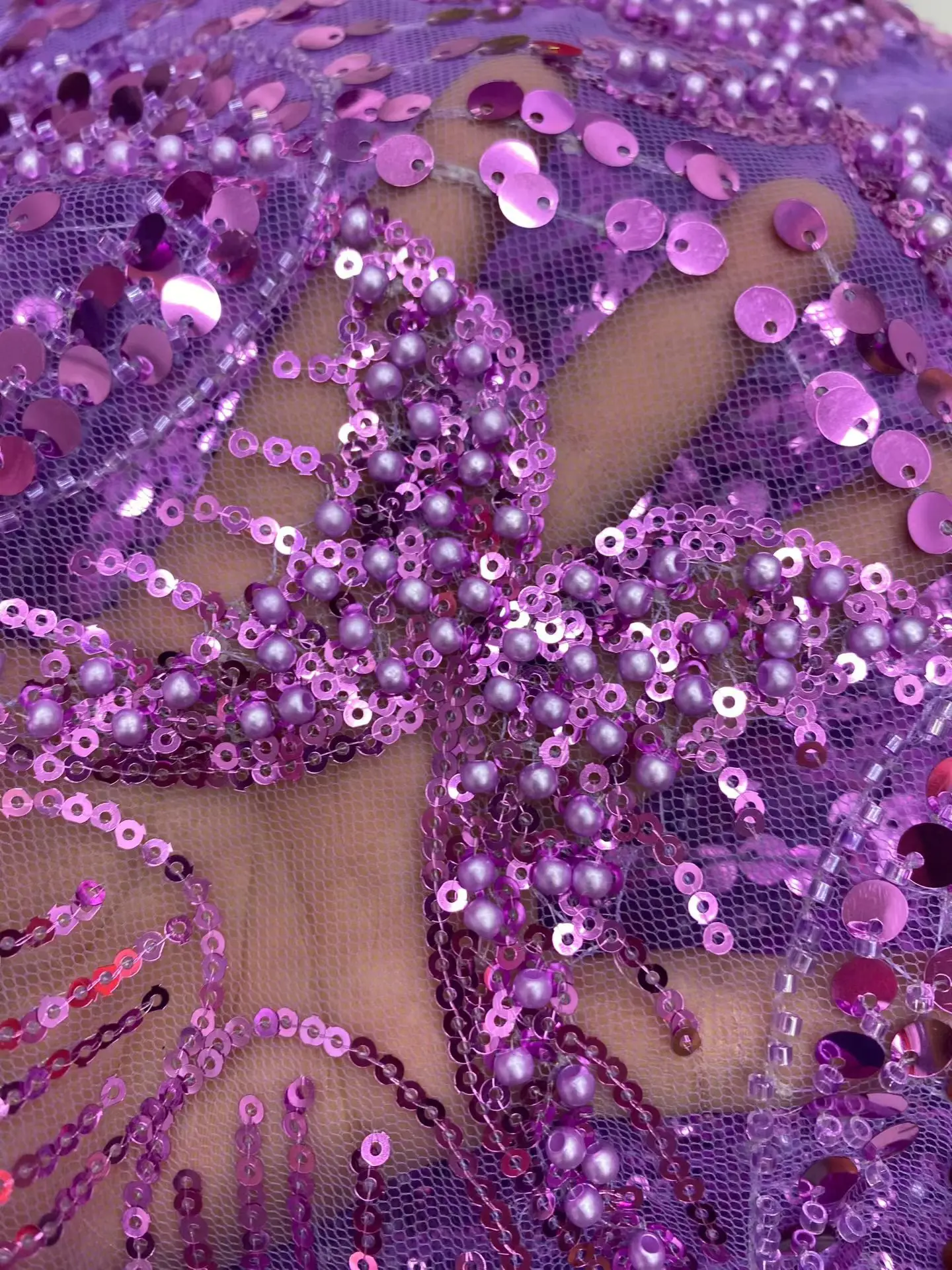 

2025 Latest High Quality African Nigerian With Tulle Sewing Guipure Lace Fabric Embroidery Dresses Sequins 5Yards XL134