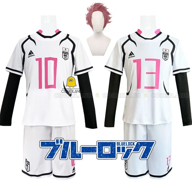 Anime blue lock cosplay costume wig SAE itoshi Ryusei shido Japan U-20 team football jersey white uniform sportswear men women p