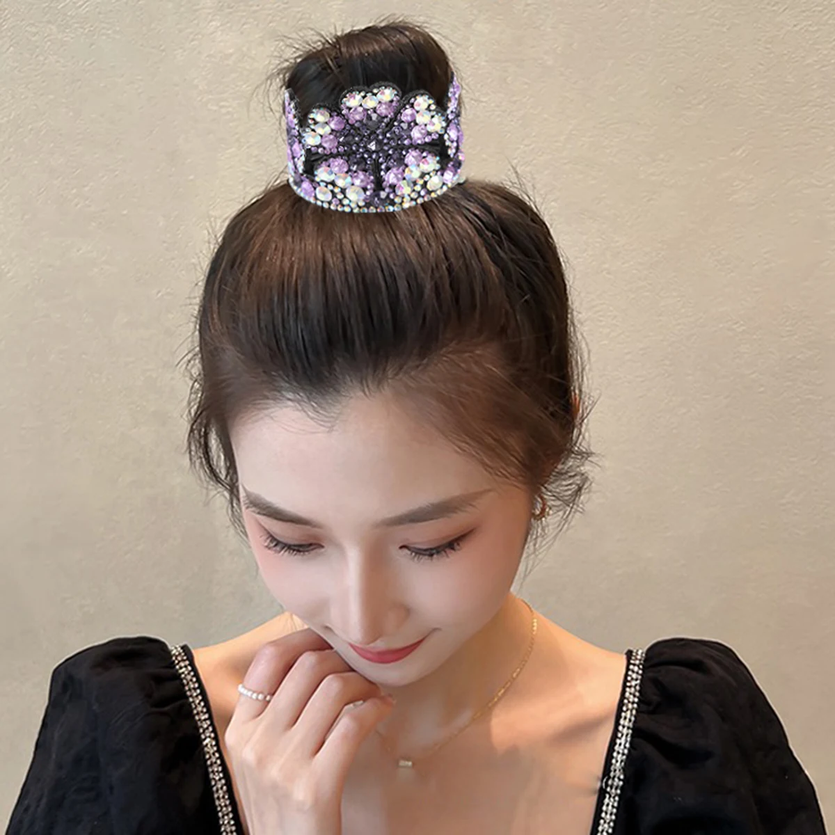 Women\'s Retro Rhinestone Hair Claw Clips Fashion Styling Tools Ponytail Hair Clips Elegant Headwear Barrette Hair Accessories