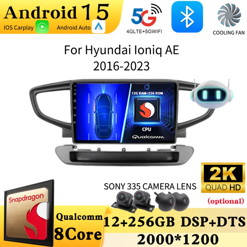 

Android 15 Wireless Carplay For Hyundai Ioniq AE 2016 - 2023 GPS Multimedia Player Navi Head Unit Stereo Car Radio 360 Camera BT