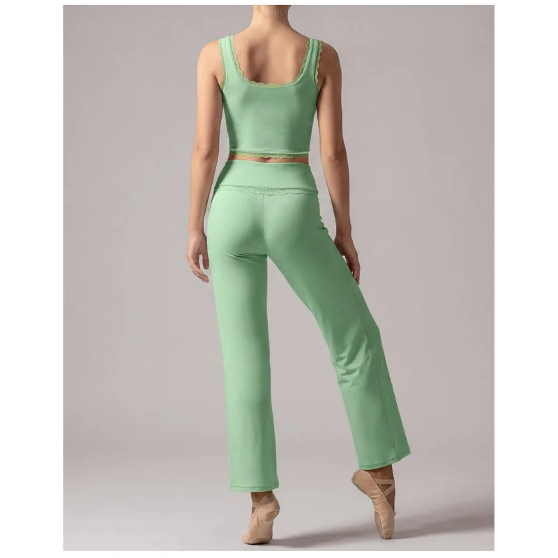 SVETLIN EU US Size High Quality Sports Yoga Wear Set Outfit Lace-Trim Sports Gym Wide-Leg Pants Two-Piece Set For Dance Training view 5