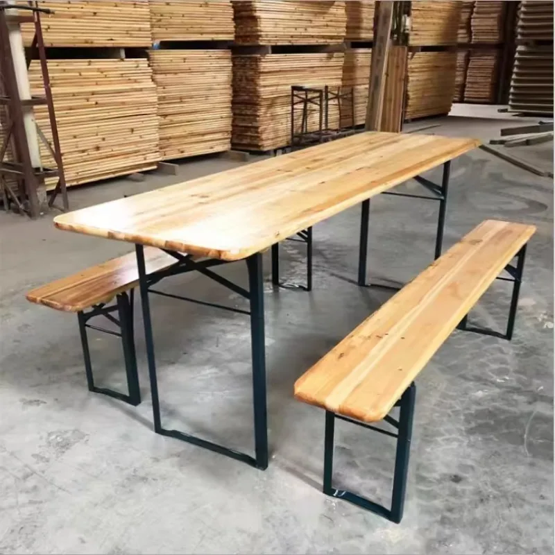 

Modern Wood Beer Garden Table and Benches for Outdoor Bistro Furniture