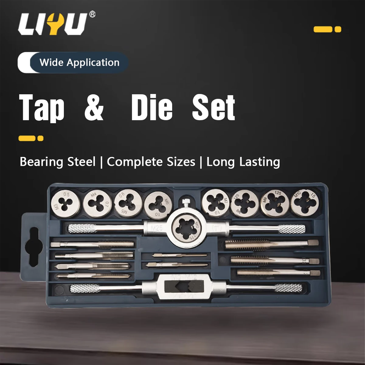 20Pcs Metric Tap and Die Set Auto Repair Car Bolt Thread Repair Tool Kit Tap Wrench Die Stock for Automotive Screw Cutting