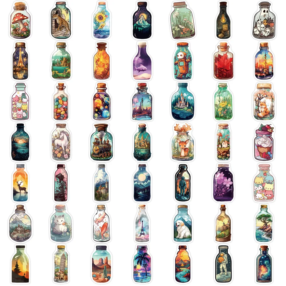 10/30/50PCS INS Style Bottle World Cartoon Stickers Aesthetic Luggage Skateboard DIY Graffiti Girl Gradient Cute Sticker Kid Toy