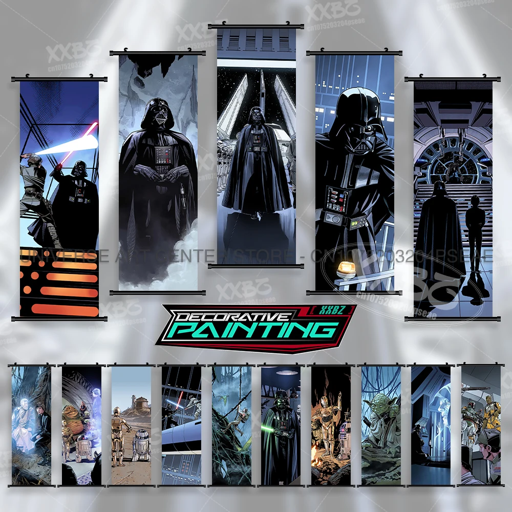 

Star Wars Poster Luke Skywalker Hanging Painting General Grievous Wall Artwork Count Dooku Scroll Picture Yoda Movie Home Decor