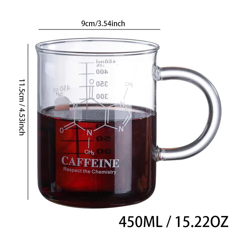 Misurino in vetro borosilicato alto da 450 ml con manico trasparente multifunzione in scala bicchiere tazza cucina di casa tazza di caffè al latte regalo