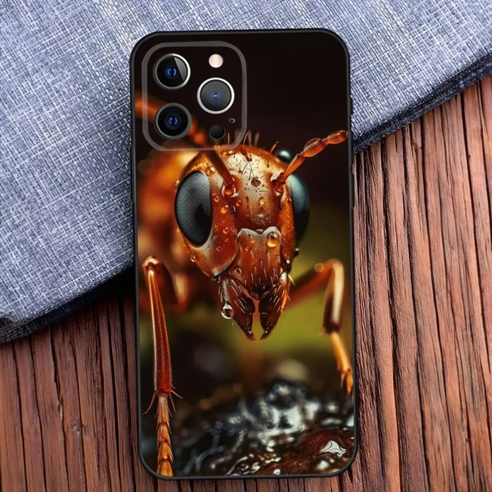 Insect Ant Phone Case For iPhone 16,15,14,13,12,11,Pro,X,XS,Max,XR,Plus,Mini Soft Black Cover