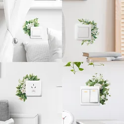 1PC Green plants Switch Wall Sticker PVC Removable Waterproof sticker for bedroom bathroom Living room Home Decoration Stickers