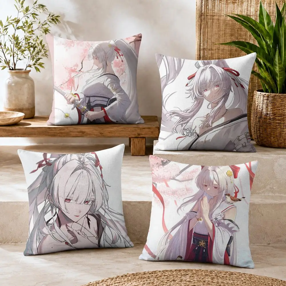 Hiyuki Wuthering Waves Cushion Cover Summer Coolness Linen Organic Fabric Sofa Pillow Case Double-Sided Printing Home Decor