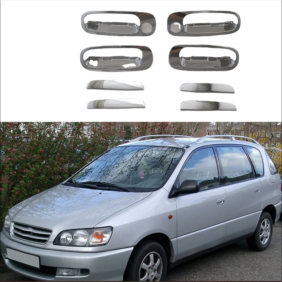 Chrome Door Handle Bowl Side Lid Cover Trim For 1996-2001 Toyota Picnic Ipsum 8pcs ABS Decorative Protect Trim