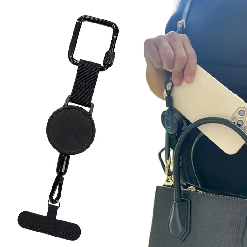 Anti-Theft Phone Tether Retractable Phone Lanyard Tether Cellphone Tab Strap with Carabiner Belt Clip Outdoor Cellphone Lanyard
