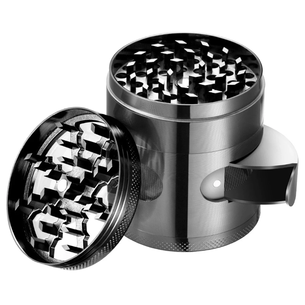 4-Layers Tobacco Grinder Herbal With W Clear Window 60mm Zinc Alloy Herb Smoke Crusher Home Cigarette Accessories