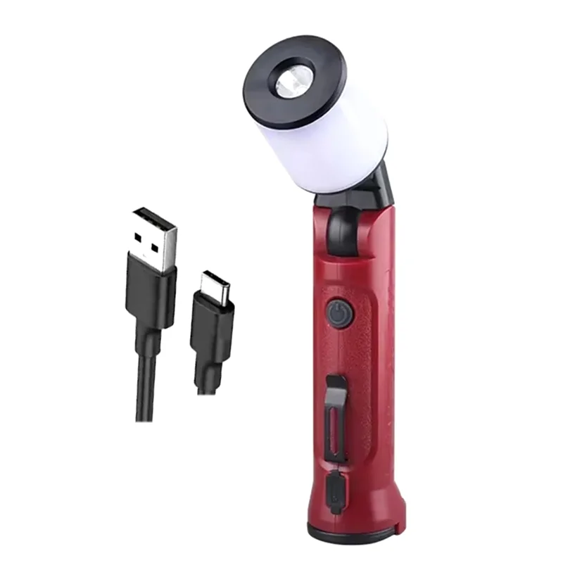 ABVA-أضواء العمل USB مصباح يدوي قابل للطي قابل لإعادة الشحن 180 °   أضواء كاشفة محمولة لإصلاح الطوارئ للتخييم مع خطاف تعليق