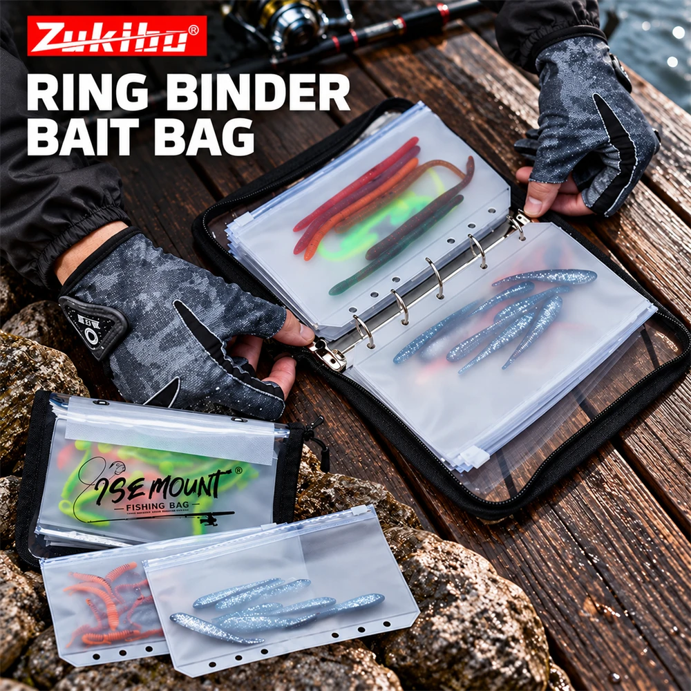 ZUKIBO Fishing Tackle Storage Bag Lure Wallet Clear Bait Pouch Hook Organizer Compartment Case Portable Waterproof Fishing Gear