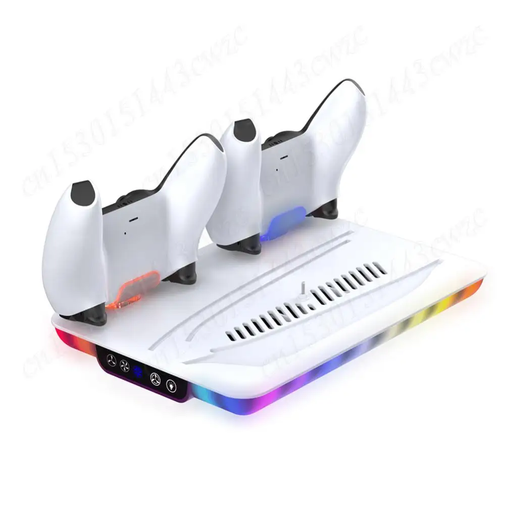 

RGB Cooling Stand for PS5 Slim Console with 3-Level Cooling Fan Dual Controller Charging Dock for Playsation 5 Slim Console