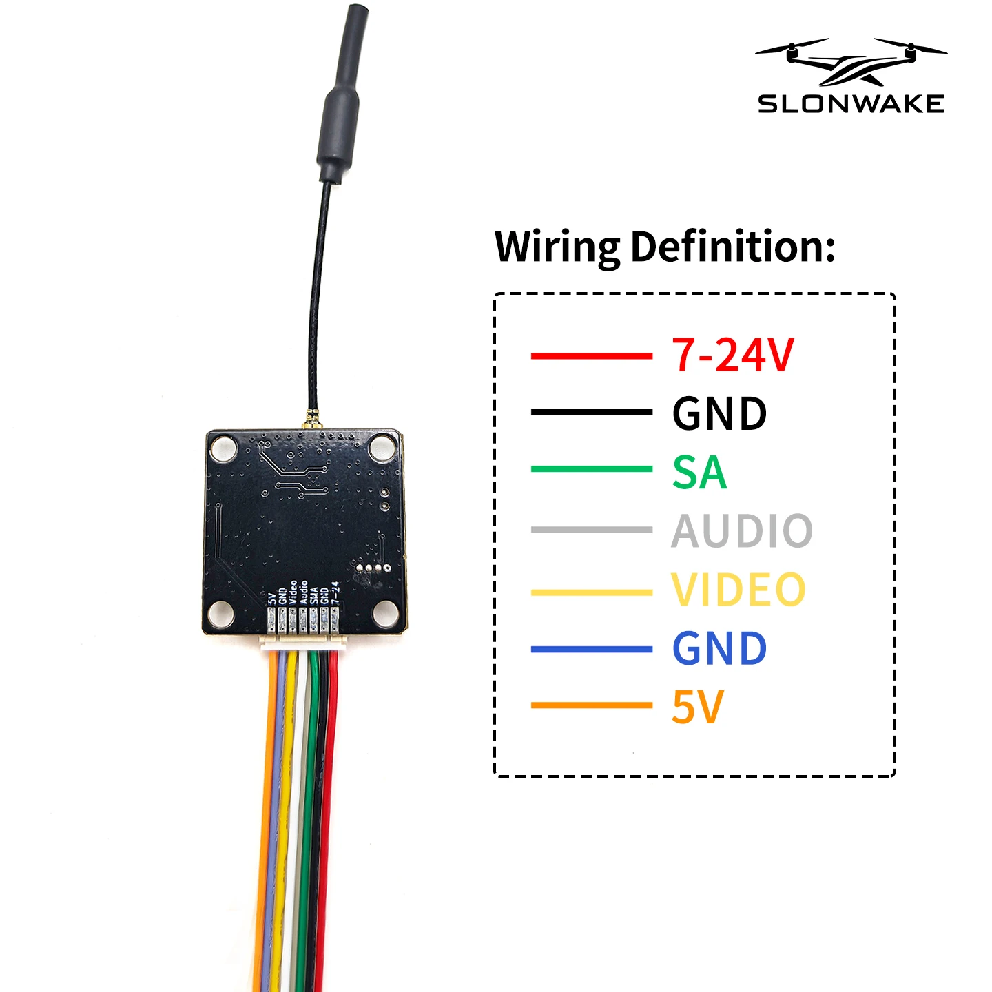 SLONWAKE 5.8G 48CH 600mW VTX وضع الطاقة العالية للتحويل جهاز إرسال الفيديو دعم 7-24 فولت الطاقة لطائرات بدون طيار RC طويلة المدى