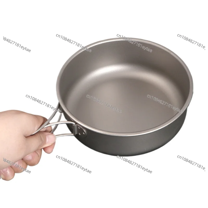 Pure titanium outdoor frying pan soup pan foldable set lightweight picnic camping combination tableware