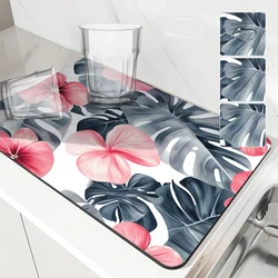 Absorberende koffiemat Afdruipmat Tropische planten Keukendroogmat Sneldrogend Badkamer Afvoerkussen Keukenkraan Placemat