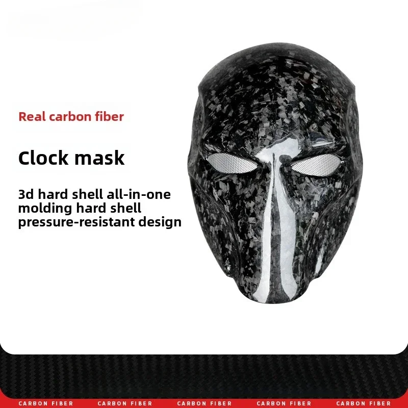 

Real Carbon Fiber Tactical Mask Full Face Death Knell Halloween Cos Masquerade Adult Party Dry Carbon Hood