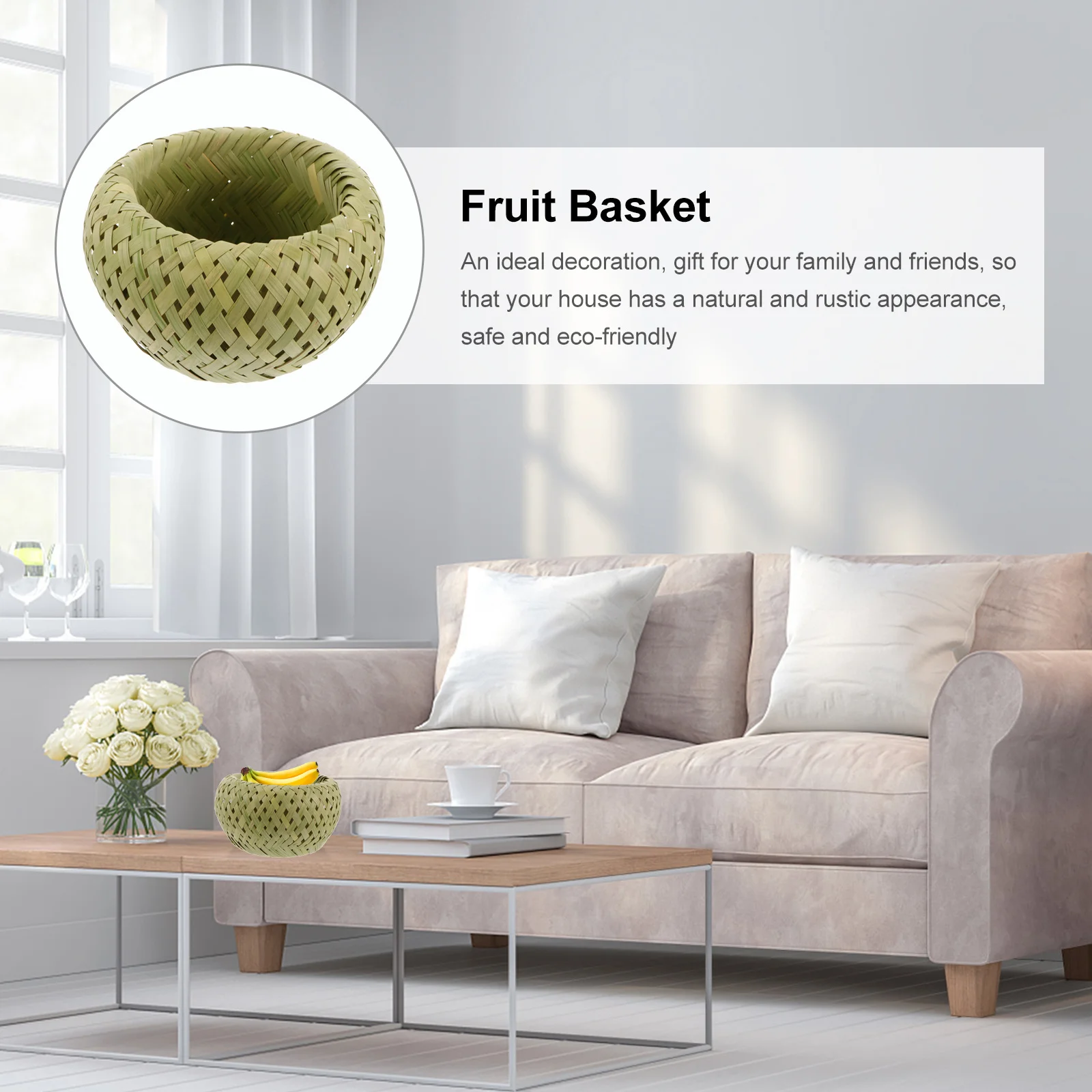 

Bamboo Woven Fruit Basket Nest Style Sturdy Portable Storage Container Safe for Vegetables Snacks Bamboo Basket