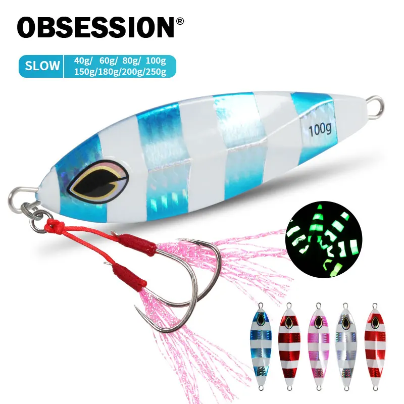 

OBSESSION J1 40g 60g 80g 100g Luminous Metal Jig Wobbler Deepsea Fishing Metal Micro Jig Slow Jigging Hard Bait Spoon Metal Lure