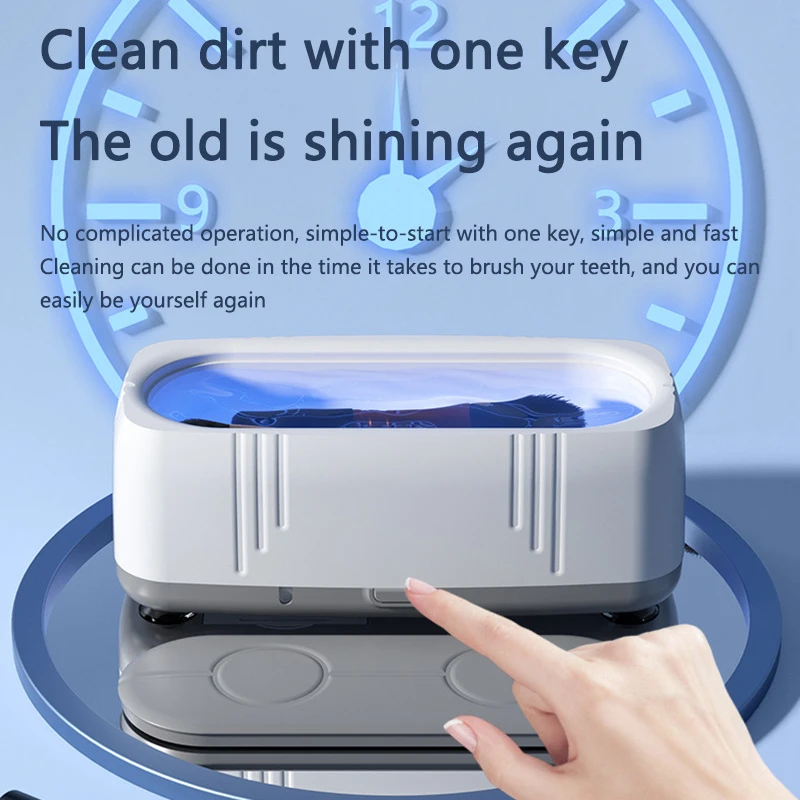 Portable Ultrasonic Cleaning Machine Ultrasonic Glasses Cleaner USB Fully Automatic Blue Light EyewearJewelry Clean Machine