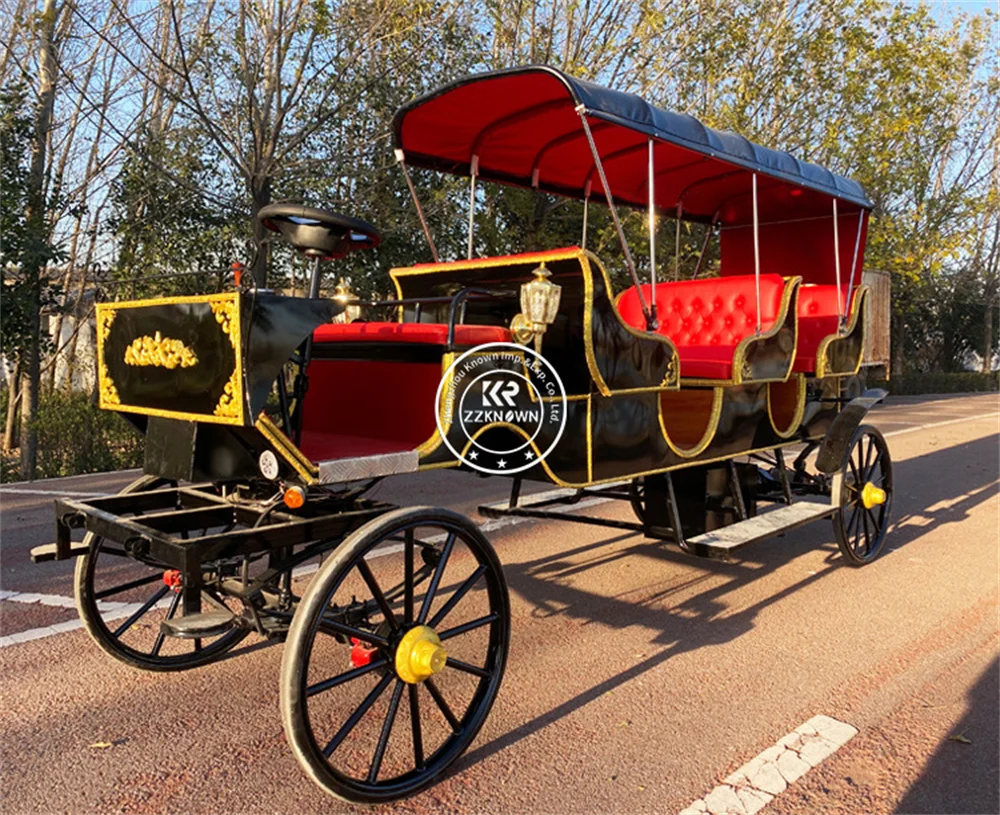 Customized Wedding Horse Drawn Carriage Wagon Sightseeing Royal Electric Horse Carriage For Sale