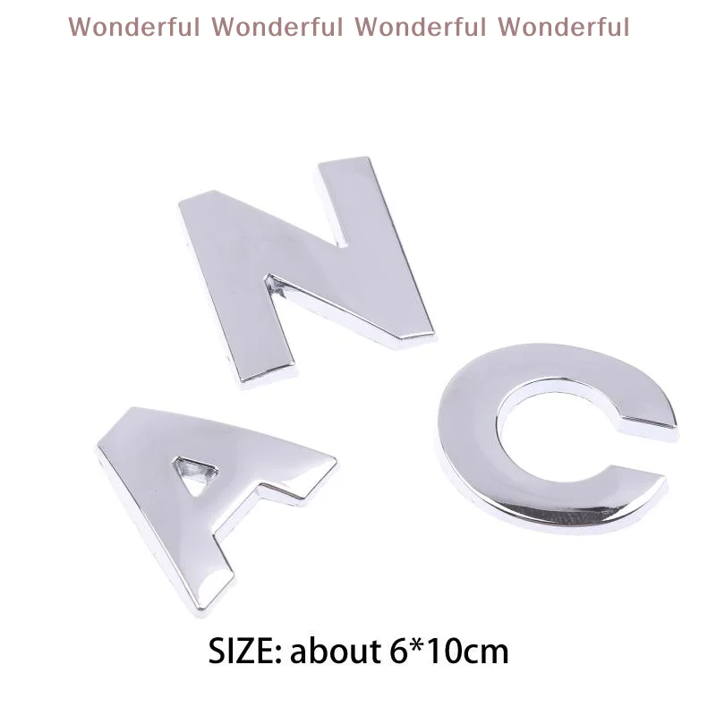 مجموعة من 5 ملصقات فاخرة ثلاثية الأبعاد منقوشة بالحروف الأبجدية/الرقمية مصنوعة من المعدن المطلي بالكروم لملابس السيارة #3