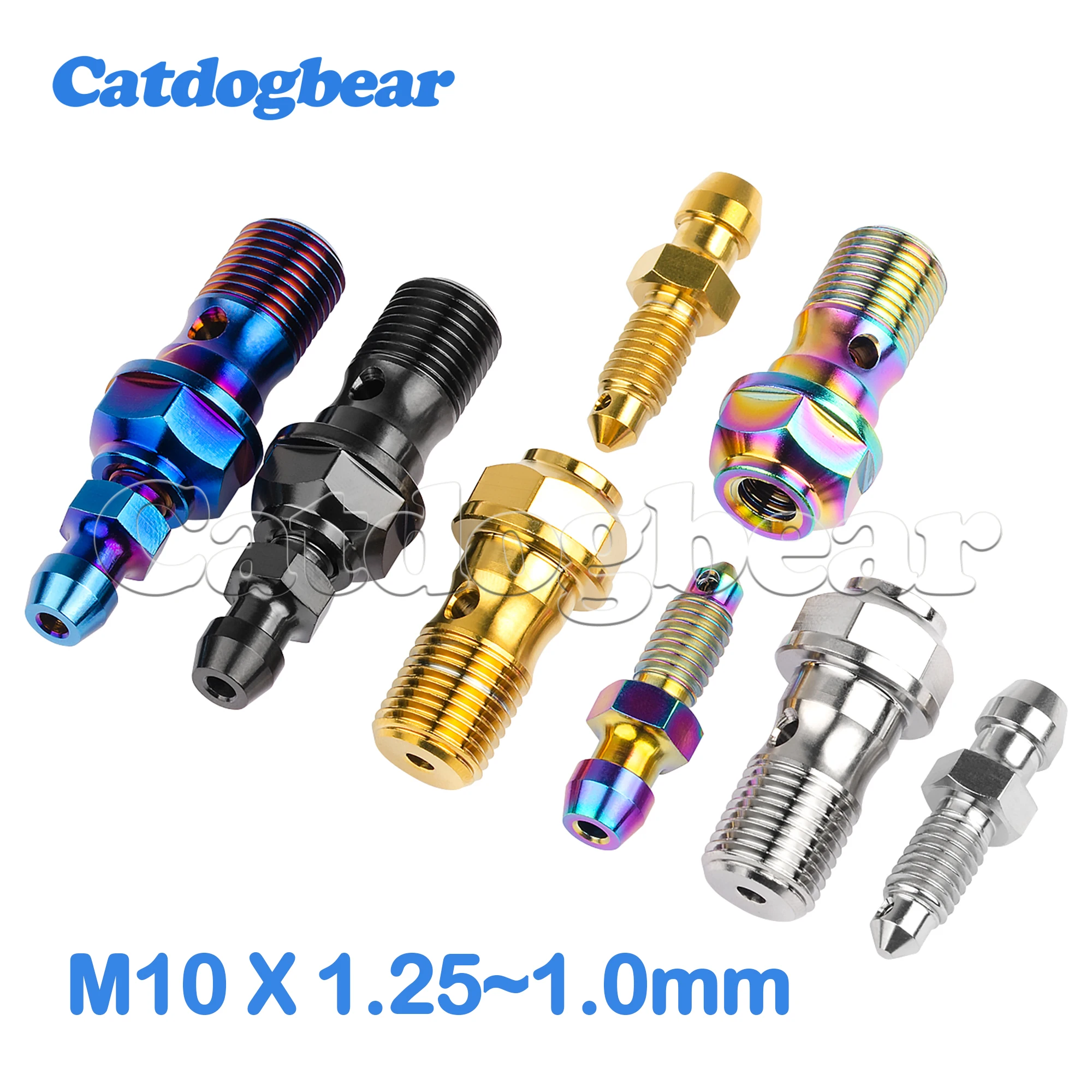 

Catdogbear Titanium Double Hole Clutch Bolt M10 Pitch 1.0/ 1.25mm with Bleeder Valve Banjo Bolt for Motorcycle Brake Caliper