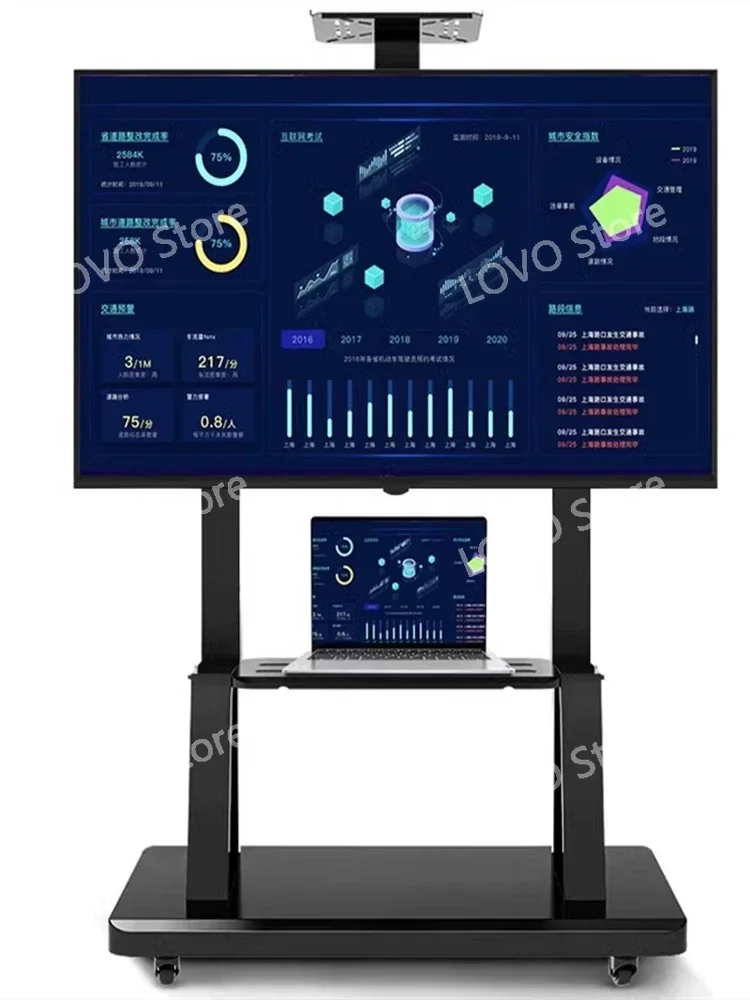 Universal  TV Stand Hanger Floor standing Mobile Education Conference Integrated Machine with Wheeled Cart Seat