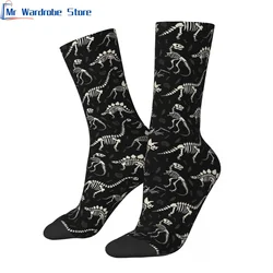 Fossili di dinosauro In calzini divertenti neri per uomo donna Unisex Crazy Street Style stampato Crew Sock