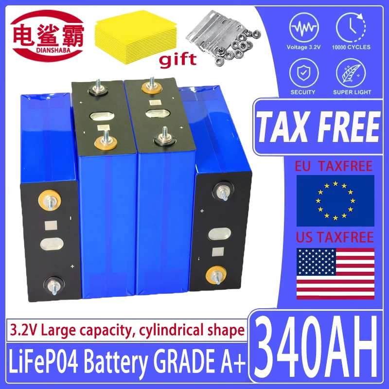 

3.2V lithium iron phosphate battery cells, 340AH ultra large capacity, suitable for RV camping solar systems, 1-64PCS