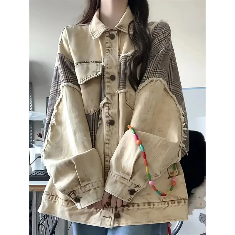 

Женская джинсовая куртка в стиле ретро, ковбойская куртка из денима с длинными рукавами, модель 2024 года