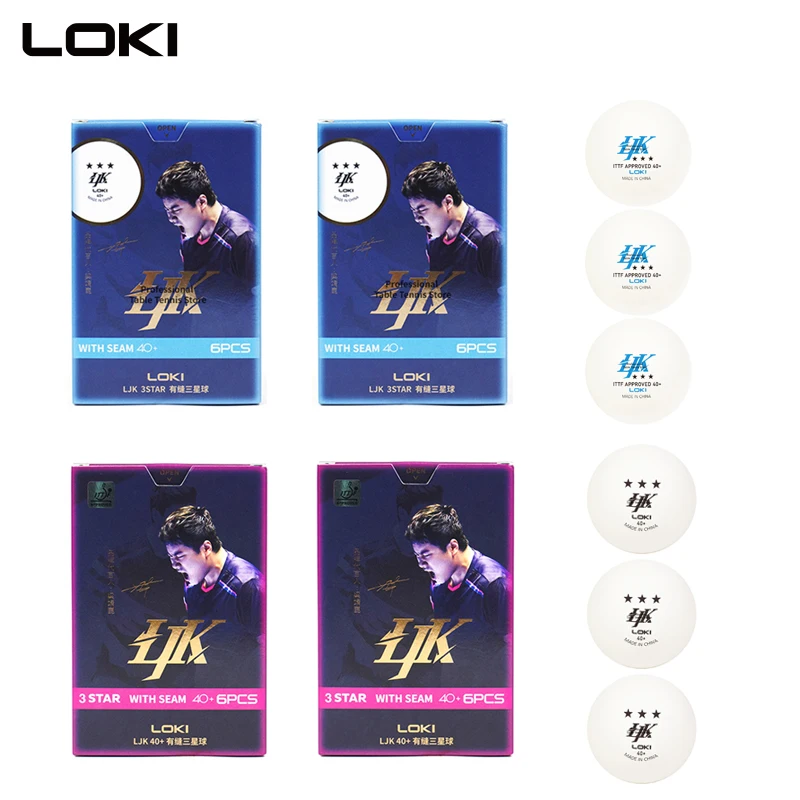 LOKI 卓球ボール Liang Jingkun 3 つ星縫い目ブルー/パープルボックス 40+ 競技トレーニングボール高品質ピンポンボール