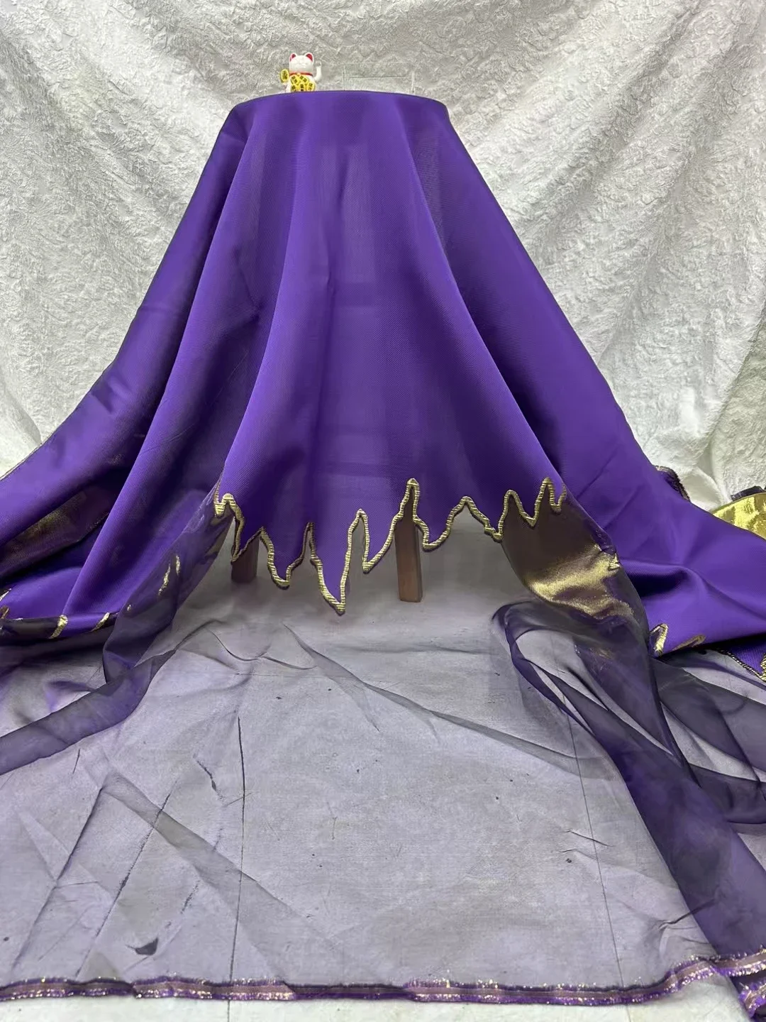 

Latest Purple African Jacquard Brocade Lace Fabric 2025 French Nigerian Organza Damask Lace Fabric For Women Party Dress LCW2507