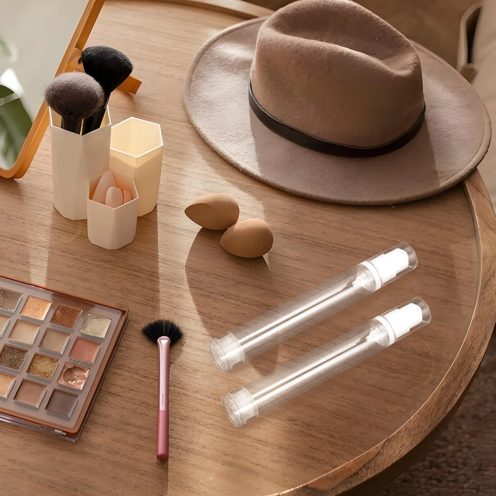 

20Pcs Travel Size Vacuum Dispenser Bottles Clear 15ml Portable Refillable Skincare Containers Pump for Lotion Serum