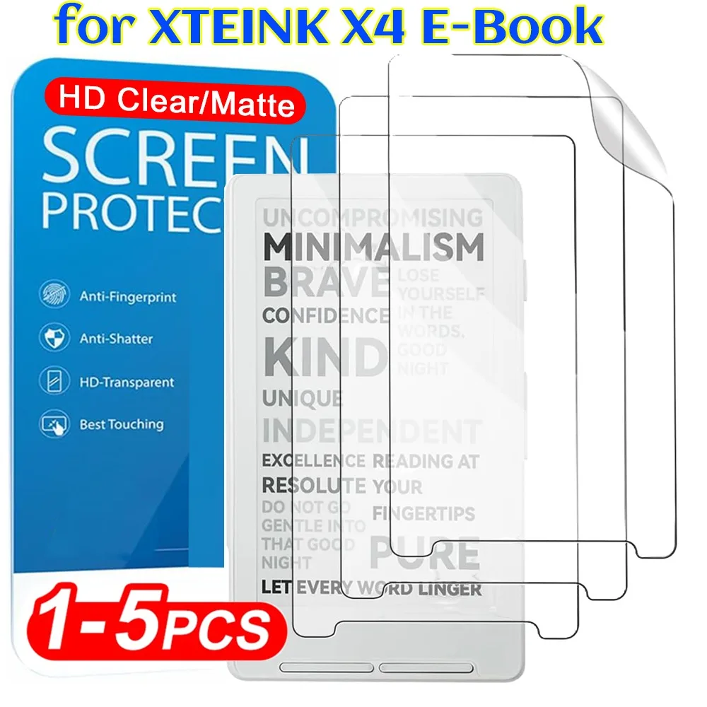 

1/3/5 шт. матовая и прозрачная защитная пленка для экрана XTEINK X4 E-reader 4,3 дюйма, антибликовая, мягкая, из ПЭТ, с полным покрытием, не стеклянная.
