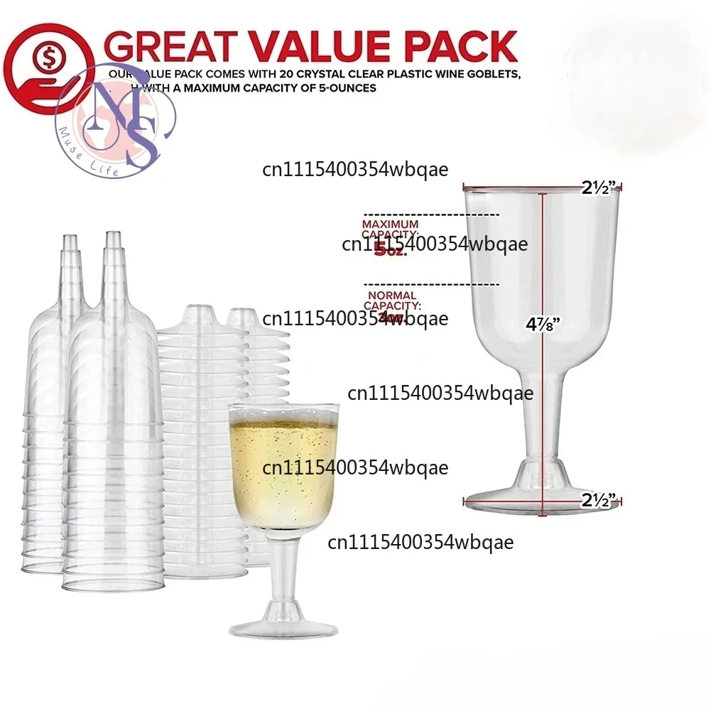 ZOCI-FOR-50Pcs Clear Plastic Wine Goblet Shatterproof Disposable Reusable Cups For Champagne Dessert Party Drinkware