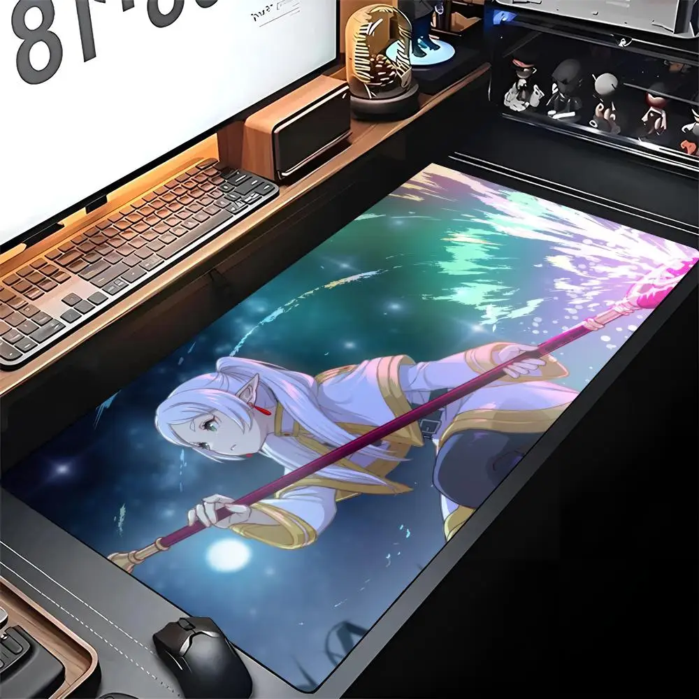 

Anime Frieren Mouse Pad Edge Big Gaming Diy Printing Locking Computer Gamer Large Rubber Art Mousepad Laptop Desk Mat