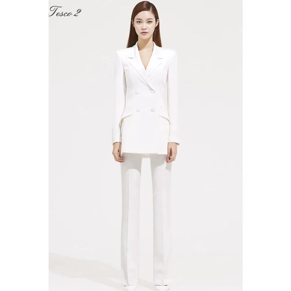 Tesco Abito elegante da donna Pantaloni slim fit Set formale da ufficio Lady Pantsuit 2024 Giacca da donna a maniche lunghe 2 pezzi per la laurea