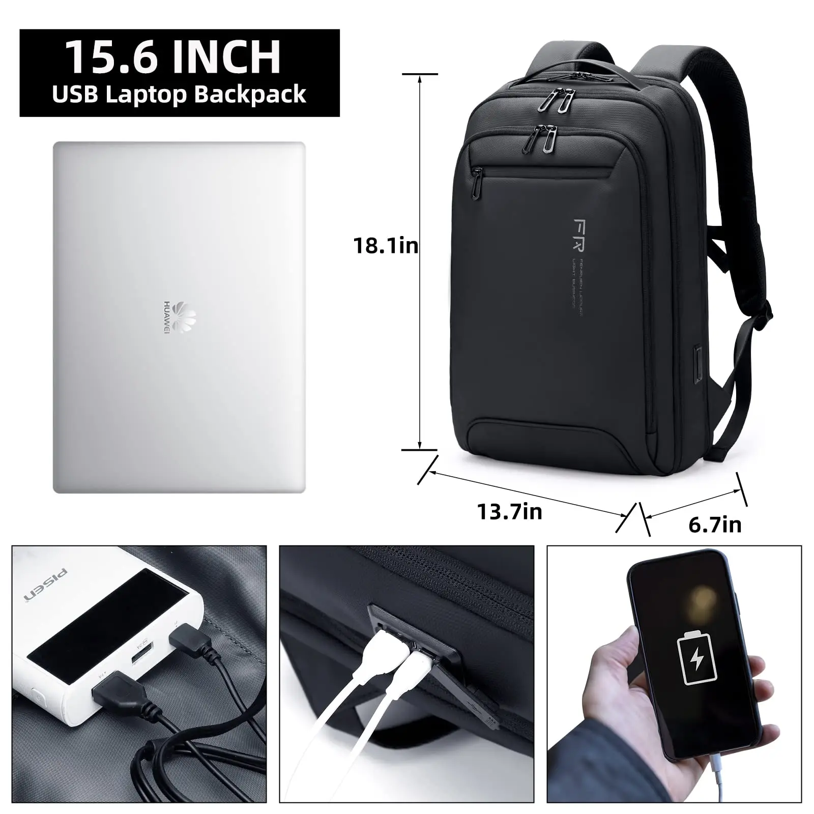 Imagem -02 - Mochila de Viagem de Negócios para Homens 15.6 Polegada Laptop Mochila Resistente à Água Leve Trabalho Mochila Computador Universitário com Usb