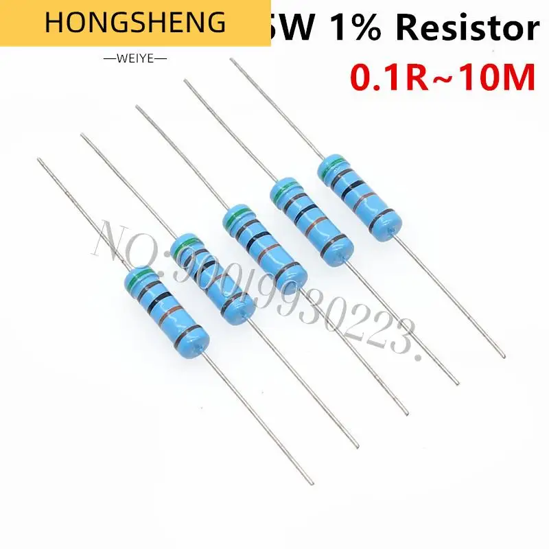 

10pcs 5W 1% Metal film Resistor resistance 0.1R~10M 1K 1.2 1.3 3.3 10 22 33 120 360 18 390 470 82 R K ohm 10K 100K 1M