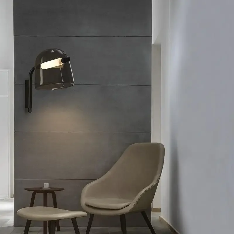 

Nordic Style Wall Lamp Bedroom Living Room Hotel Nordic Indoor Smoke Glass Lamp Shade Decoration Wall Lamp
