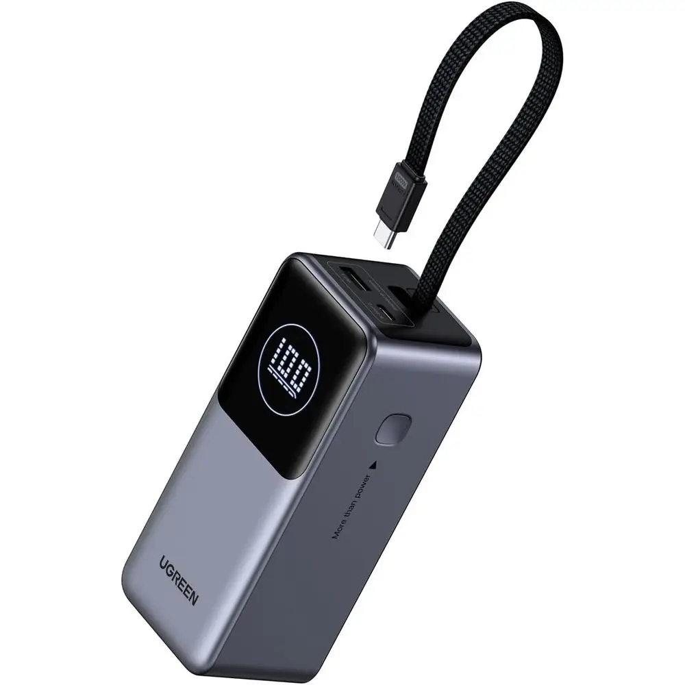 

20000mAh 130W Portable Power Bank with Built-in USB-C Cable for Fast Charging Laptops, MacBooks, iPads, and More