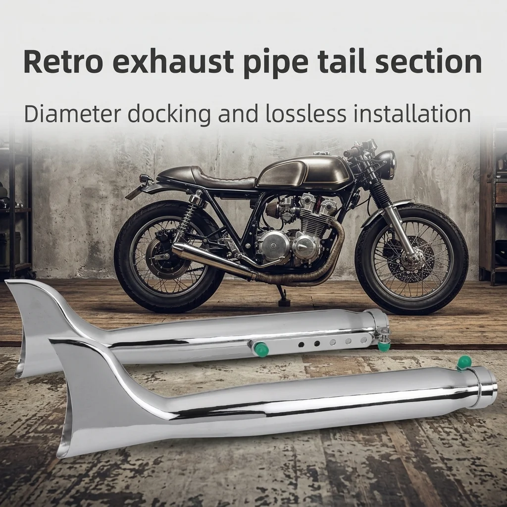 For Universal Motorcycle Retro Exhaust Pipe – Stainless Steel Fishtail Muffler, Bolt-On 38-45mm,for Harley XL883 Bobber Chopper
