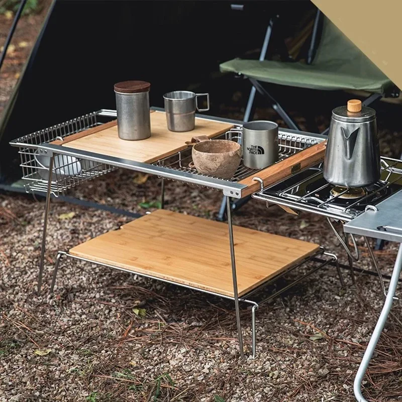 야외 캠핑 IGT 테이블 IGT 2단 테이블 IGT 이중층 화로 테이블 피크닉 신제품