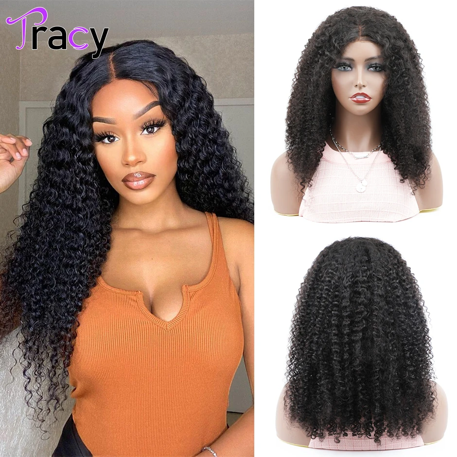 Tracy Hair-Perucas encaracoladas sem cola para mulheres negras, fechamento de renda, cabelo humano pré-arrancado, pré-cortado, 6x4 HD